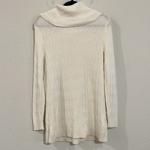 Charter Club Women Sweater Large White Cotton Longline Coastal Grandma Preppy - Picture 3 of 13